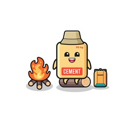 camping illustration of the cement sack cartoon