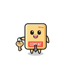 cute cement sack as a real estate agent mascot