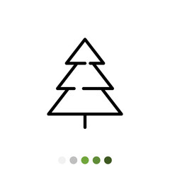 Pine tree or Christmas tree outline icon, Vector.