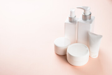Natural cosmetic product at pastel background. Skincare concept.
