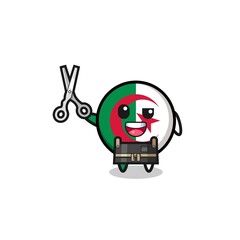 algeria flag character as barbershop mascot