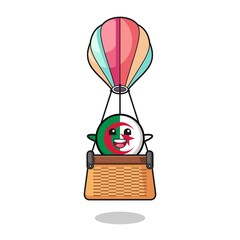 algeria flag mascot riding a hot air balloon