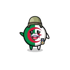 cute algeria flag as veteran cartoon