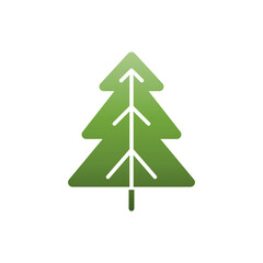 Pine tree or Christmas tree flat icon, Vector.