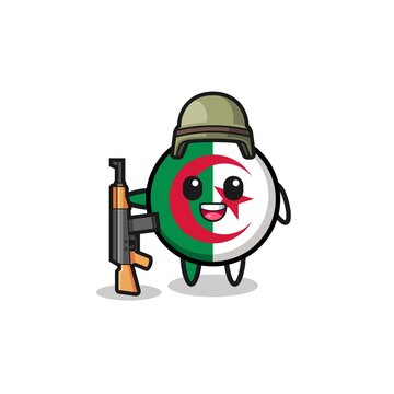 recommend clip art: cute algeria flag mascot as a soldier