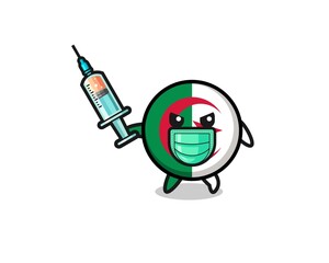 illustration of the algeria flag to fight the virus