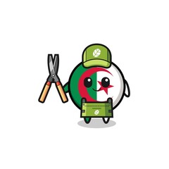 cute algeria flag as gardener mascot