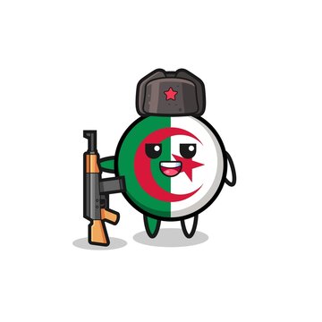 Cute Algeria Flag Cartoon As Russian Army