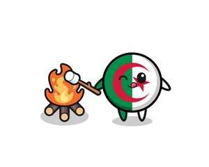 Obraz na płótnie Canvas algeria flag character is burning marshmallow
