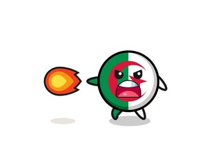cute algeria flag mascot is shooting fire power