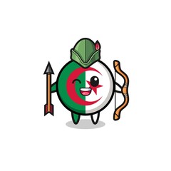 algeria flag cartoon as medieval archer mascot