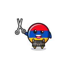 armenia flag character as barbershop mascot