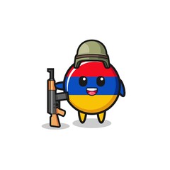cute armenia flag mascot as a soldier