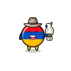 armenia flag zookeeper mascot with a parrot