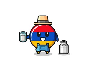 armenia flag cartoon as the dairy farmer