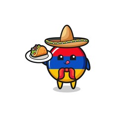 armenia flag Mexican chef mascot holding a taco