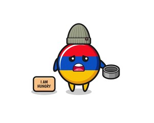 cute armenia flag beggar cartoon character