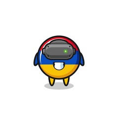 cute armenia flag using VR headset