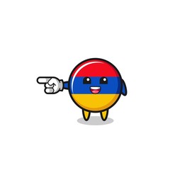 armenia flag cartoon with pointing left gesture
