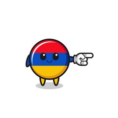 armenia flag mascot with pointing right gesture