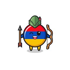 armenia flag cartoon as medieval archer mascot
