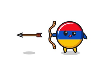 illustration of armenia flag character doing archery