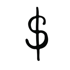 US dollar sketch vector icon. Finance payment sign isolated on white