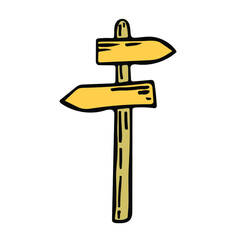Guide sign sketch vector icon. Directional signpost hand drawn symbol
