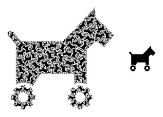 Recursive mosaic robotic dog icon. Vector mosaic is made with random rotated robotic dog icons. Recursive composition for robotic dog icons.