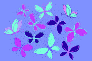 Fototapeta premium Cute colorful bright butterflies. Vector illustration. Clip art. Print.