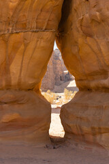 Natural outcrop rock formations in the Sharaan Nature Reserve in Al Ula, north west Saudi Arabia