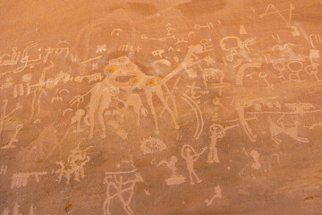 Ancient inscriptions at the Sharaan Nature Reserve in Al Ula, north west Saudi Arabia