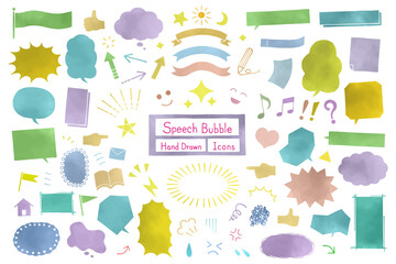 水彩風 手書き ふきだし セット