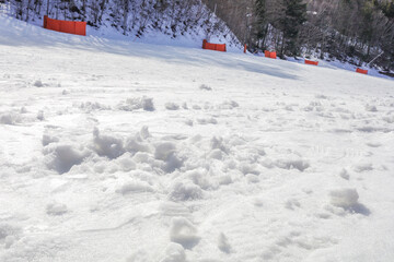 治部坂高原スキー場、春のゲレンデ雪面