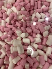 group of white and pink marshmallows