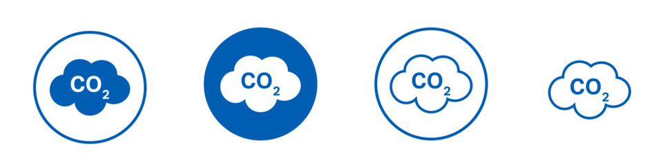 Set of CO2 emissions cloud icons. Simple blue co2 sky icons for web and print isolated on white background.