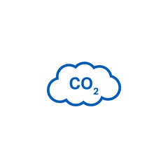 CO2 emissions cloud icon. Simple blue co2 sky line icon for web and print isolated on white background.