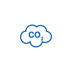CO2 emissions cloud icon. Simple blue co2 sky line icon for web and print isolated on white background.