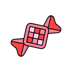 Candy vector icon. Flat colorful sweets logo with lines. Candies in thin style.