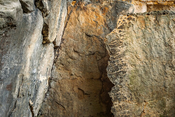 An der Rübezahlstiege in der Sächsischen Schweiz - Felswand Struktur