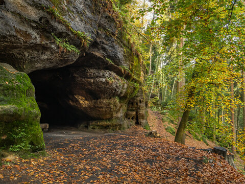 Quirlpromenade in der S&auml;chsischen Schweiz - Diebskeller im Wald