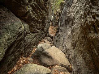 Großer Bärenstein in der Sächsischen Schweiz - Felsblock in der Riegelhofstiege