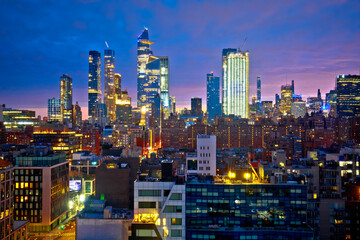 New York City skyline colorful night view