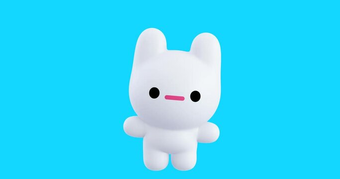 Funny Looped cartoon kawaii Bunny character. Cute animation. 4k video