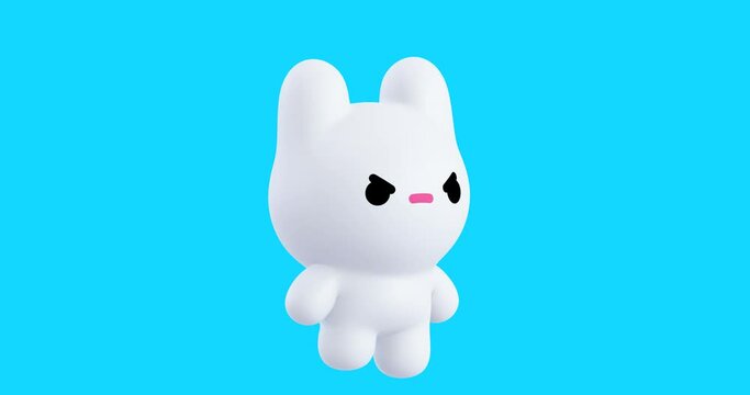 Funny Looped cartoon kawaii Bunny character. Cute animation. 4k video