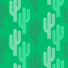 Vector seamless half-drop pattern, with cactus