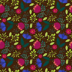 Seamless abstract flowers pattern, floral print.