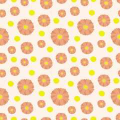 Pattern beige and pink flowers for wrapping paper, textiles, factories. Vector.