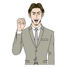 アメコミタッチのガッツポーズするビジネスマン