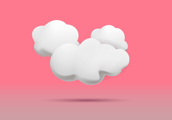 Vector illustrations of 3d clouds with pink background